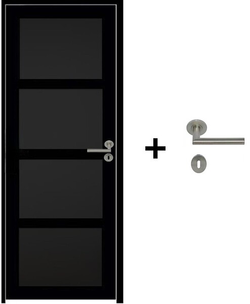 GD MENUISERIES - Bloc Porte Telia noir 4 panneaux H204 x L73 cm Côte Tableau P.Gauche,Poignee Pomerol - large
