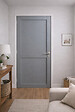 GD MENUISERIES - Bloc Porte Athena Gris Clair 2 panneaux H204 x L73 cm Côte Tableau P.Droit,Poignee Pomerol - vignette
