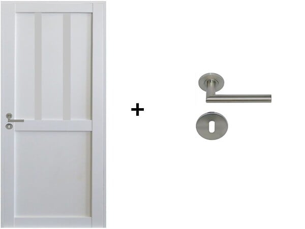 GD MENUISERIES - Bloc Porte Atelier 2 panneaux Blanc H204 x L73 cm Côte Tableau P.Droit,Poignee Pomerol - large