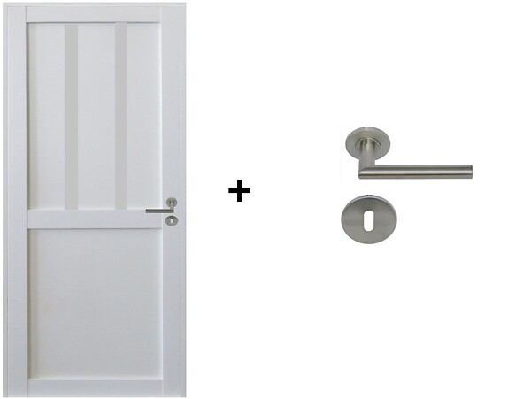 GD MENUISERIES - Bloc Porte Atelier 2 panneaux Blanc H204 x L73 cm Côte Tableau P.Gauche,Poignee Pomerol - large