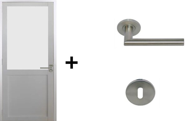 GD MENUISERIES - Bloc Porte Athena BLANC H204 x L73 cm Côte Tableau P.Gauche,Poignee Pomerol - large