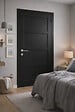 GD MENUISERIES - Bloc Porte Telia noir 4 panneaux H204 x L83 cm Côte Tableau P.Gauche,Poignee Pomerol - vignette
