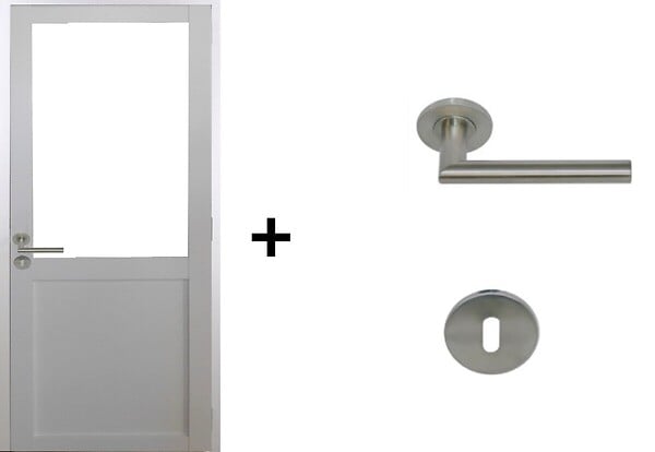 GD MENUISERIES - Bloc Porte Atelier BLANC sans meneau H204 x L73 cm Côte Tableau P.Droit,Poignee Pomerol - large