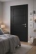 GD MENUISERIES - Bloc Porte Telia noir 4 panneaux H204 x L73 cm Côte Tableau P.Droit,Poignee Pomerol - vignette