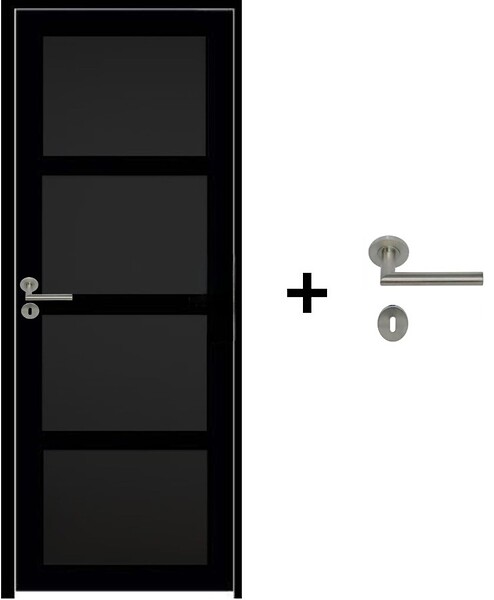GD MENUISERIES - Bloc Porte Telia noir 4 panneaux H204 x L73 cm Côte Tableau P.Droit,Poignee Pomerol - large