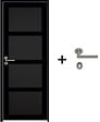 GD MENUISERIES - Bloc Porte Telia noir 4 panneaux H204 x L73 cm Côte Tableau P.Droit,Poignee Pomerol - vignette