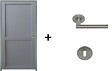 GD MENUISERIES - Bloc Porte Athena Gris Clair 2 panneaux H204 x L73 cm Côte Tableau P.Gauche,Poignee Pomerol - vignette