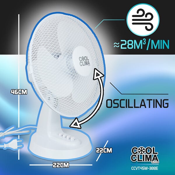 COOL CLIMA - VENTILATEUR DE TABLE 30CM - COOL CLIMA - CCVT45W-300E - large