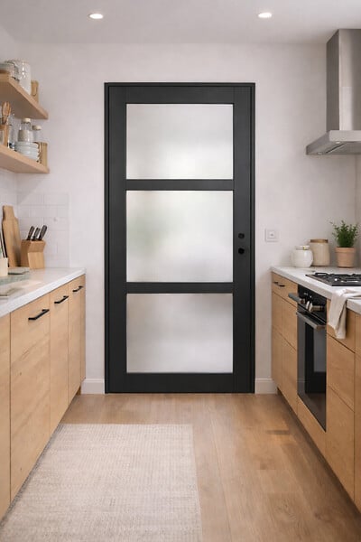 GD MENUISERIES - Bloc Porte Blakeria Gris Anthr Vitrée H204 x L83 cm Côte Tableau P.Gauche - large