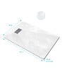 AURLANE - Receveur de douche Blanc Effet Pierre 90x140 cm et Grille décor Linéaire en Inox - vignette