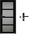 GD MENUISERIES - Bloc Porte Telia Noir Vitrée H204 x L73 cm Côte Tableau P.Droit,Poignee - vignette