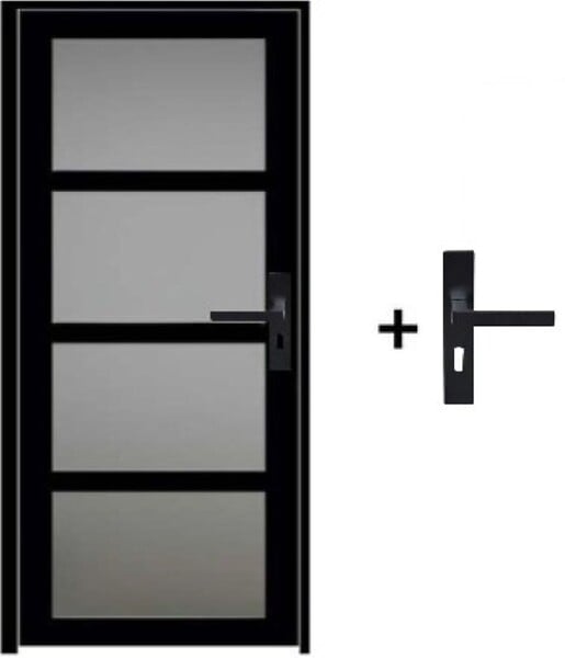 GD MENUISERIES - Bloc Porte Telia Noir Vitrée H204 x L73 cm Côte Tableau P.Gauche,Poignee - large