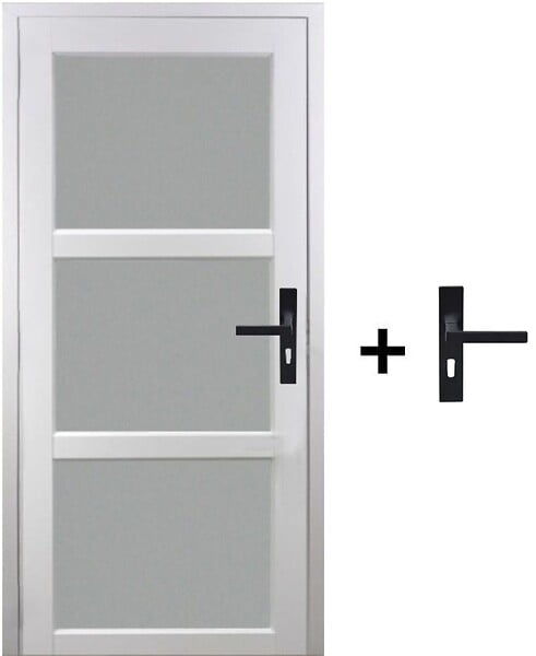 GD MENUISERIES - Bloc Porte Kenya Blanc Vitre H204 x L83 cm Côte Tableau P.Gauche,Poignee - large