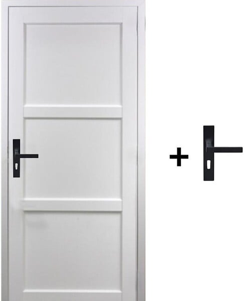 GD MENUISERIES - Bloc Porte Korya Blanc 3 panneaux H204 x L83 cm Côte Tableau P.Droit,Poignee - large