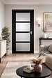 GD MENUISERIES - Bloc Porte Telia Noir Vitrée H204 x L83 cm Côte Tableau P.Gauche,Poignee Pomerol - vignette