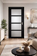 GD MENUISERIES - Bloc Porte Telia Noir Vitrée H204 x L73 cm Côte Tableau P.Gauche,Poignee Pomerol - vignette