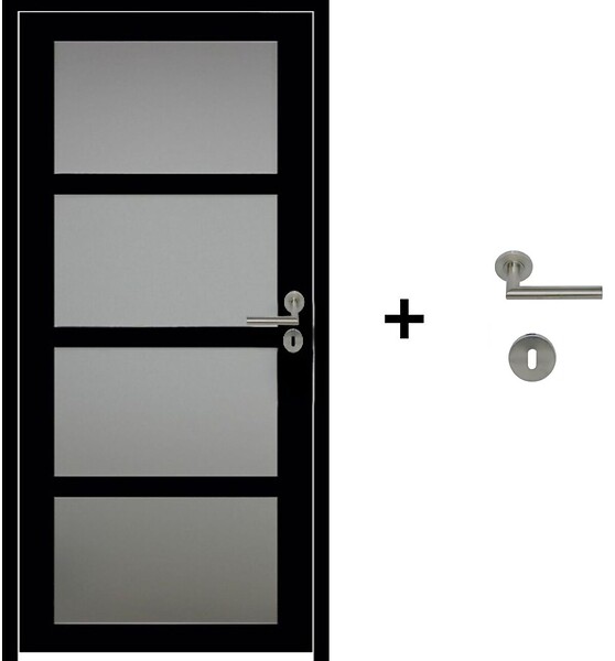 GD MENUISERIES - Bloc Porte Telia Noir Vitrée H204 x L73 cm Côte Tableau P.Gauche,Poignee Pomerol - large