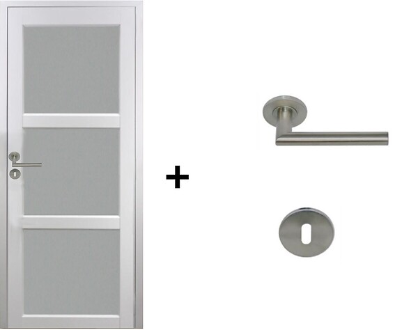 GD MENUISERIES - Bloc Porte Kenya Blanc Vitre H204 x L73 cm Côte Tableau P.Droit,Poignee Pomerol - large