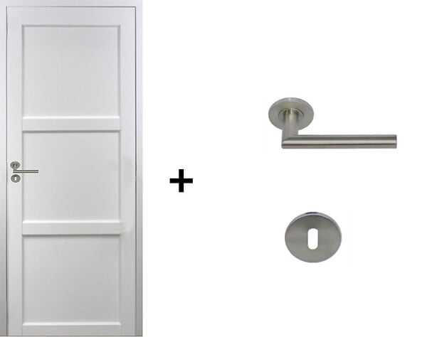 GD MENUISERIES - Bloc Porte Korya Blanc 3 panneaux H204 x L83 cm Côte Tableau P.Droit,Poignee Pomerol - large