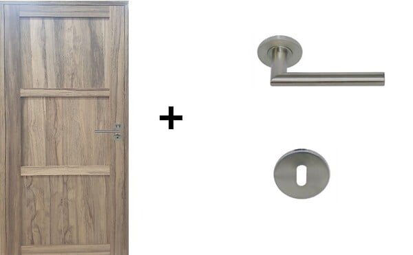 GD MENUISERIES - Bloc Porte bois Frake 3 Panneaux H204 x L83 cm Côte Tableau P.Gauche, Poignee Pomerol - large