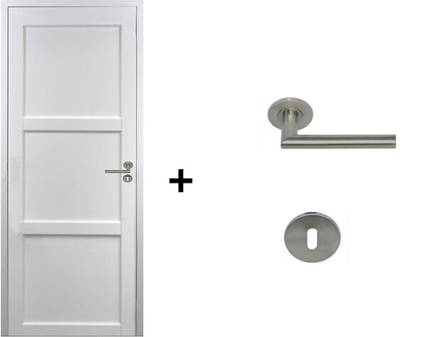 GD MENUISERIES - Bloc Porte Korya Blanc 3 panneaux H204 x L83 cm Côte Tableau P.Gauche,Poignee Pomerol - large