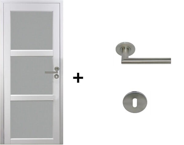GD MENUISERIES - Bloc Porte Kenya Blanc Vitre H204 x L83 cm Côte Tableau P.Gauche,Poignee Pomerol - large
