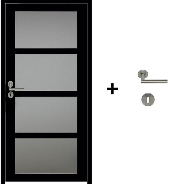 GD MENUISERIES - Bloc Porte Telia Noir Vitrée H204 x L83 cm Côte Tableau P.Droit,Poignee Pomerol - large