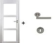 GD MENUISERIES - Bloc Porte Kenya Blanc Vitrage transparent H204 x L83 cm Côte Tableau P.Gauche,Poignee Pomerol - vignette