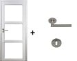 GD MENUISERIES - Bloc Porte Kenya Blanc Vitrage transparent H204 x L83 cm Côte Tableau P.Droit, Poignee Pomerol - vignette