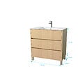 AURLANE - Pack Meuble Salle de Bains 80 cm Chêne Clair, 3 tiroirs avec Vasque Céramique - XENOS - vignette