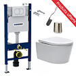 GEBERIT - Pack WC Bati-support Geberit Duofix + WC sans bride SAT + Abattant softclose + Plaque blanche + Brosse de toilette OFFERTE - vignette