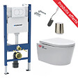 GEBERIT - Pack WC Bati-support Geberit Duofix + WC sans bride SAT + Abattant softclose + Plaque blanche + Brosse de toilette OFFERTE - vignette