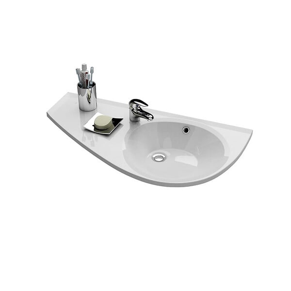 RAVAK - Ravak Avocado Comfort Lavabo 85x45cm, style asymétrique gain de place orientation gauche avec perçage et trop plein (XJ1L1100000) - large