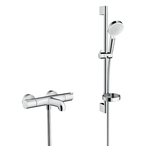 HANSGROHE - Hansgrohe Ecostat 1001 CL Pack Mitigeur Thermostatique bain/douche + Set de douche Crometta Vario avec porte-savon (13201000-Crometta2) - large