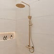 AURLANE - Colonne de douche Mécanique finition Or Doré Brossé - 133x26x52 cm - MOLLY GOLD - vignette