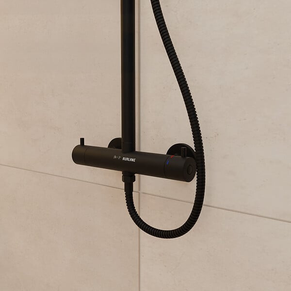 AURLANE - Colonne de douche Thermostatique finition Noire Mate - 133x28x52 cm - MOLLY BLACK - large