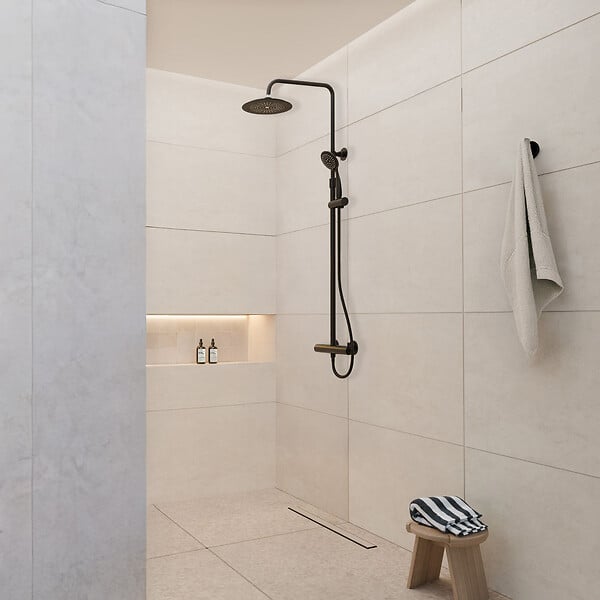 AURLANE - Colonne de douche Thermostatique finition Noire Mate - 133x28x52 cm - MOLLY BLACK - large