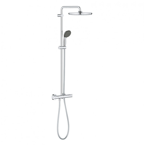 GROHE - Grohe Vitalio Start Colonne de douche Ecojoy avec mitigeur thermostatique, douche de tête 250 mm, douchette 2 jets, Chrome (26816000) - large