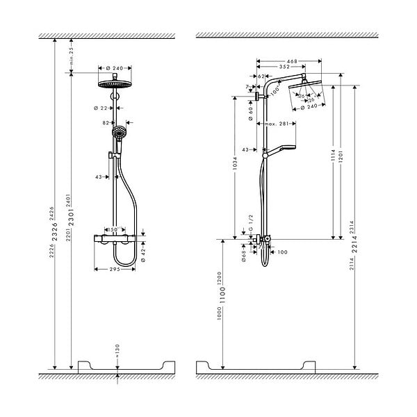 HANSGROHE - Hansgrohe Pack Colonne de douche SHOWERPIPE CROMETTA S240 chromé + IPS WashBall (27267000*) - large