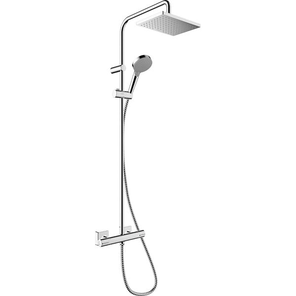 HANSGROHE - Vernis Shape Colonne de douche 230 1jet Green 5,7 l/min avec mitigeur thermostatique, Chrome (26319000) - large