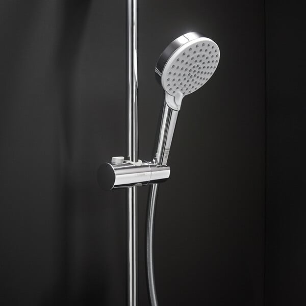 HANSGROHE - Vernis Shape Colonne de douche 230 1jet Green 5,7 l/min avec mitigeur thermostatique, Chrome (26319000) - large