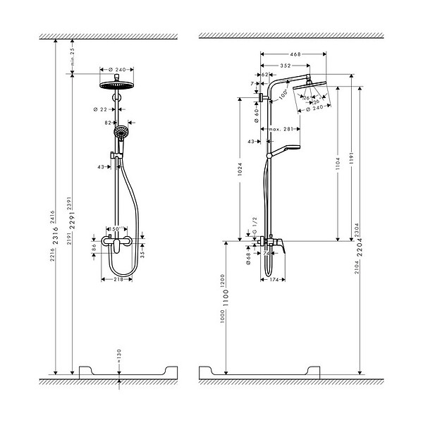 HANSGROHE - Set de douche Showerpipe Crometta S 240 1jet, mitigeur mécanique (27269000) - large