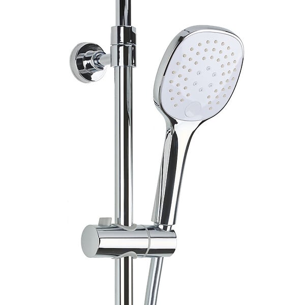 OPTIMA - Optima colonne de douche avec mitigeur thermostatique, tête de douche XXL 250 mm, douchette 3 jets, Blanc/Chrome (OPTIMASSTZ) - large