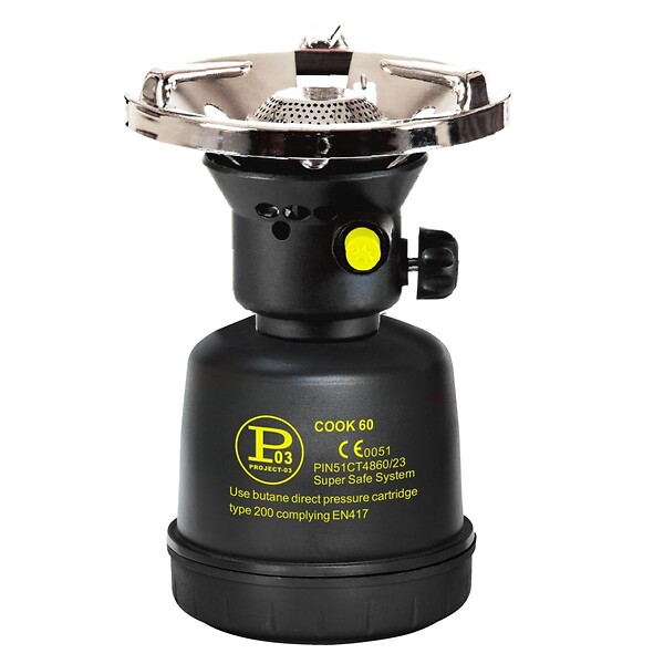 PROWELTEK - Réchaud à gaz Coque Acier + 8 cartouches 190g Allumage Auto & Sécurisé - Réchaud Camping Vanlife Flamme réglable Black COOK - large
