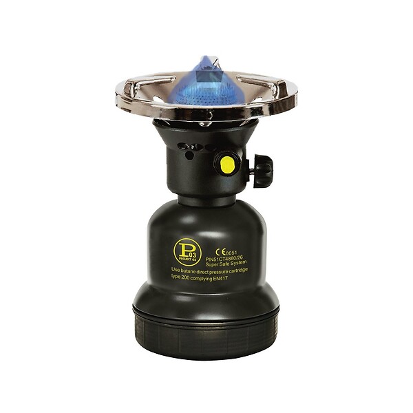 PROWELTEK - Réchaud à gaz Coque Acier + 4 cartouches 190g Allumage Auto & Sécurisé - Réchaud Camping Vanlife Flamme réglable Black COOK - large