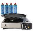 KEMPER - Barbecue gaz Grill 2en1 Réchaud gaz piézo 2200 W + 4 cartouches gaz butane KEMPER - vignette