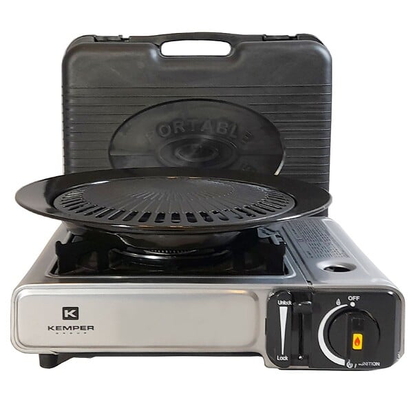 KEMPER - Barbecue gaz Grill 2en1 Réchaud gaz piézo 2200 W + 4 cartouches gaz butane KEMPER - large