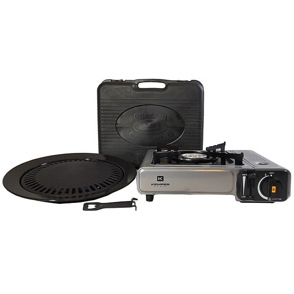 KEMPER - Barbecue gaz Grill 2en1 Réchaud gaz piézo 2200 W + 4 cartouches gaz butane KEMPER - large