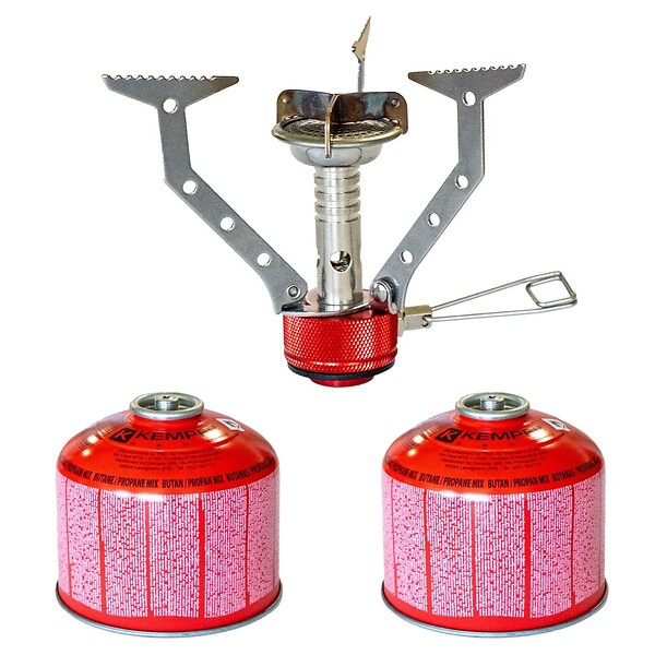 KEMPER - Réchaud gaz portable 4.5 kW + 2 cartouches gaz 230gr - Brûleur randonnée anti-vent Pliable Léger Camping Haute montagne KEMPER - large
