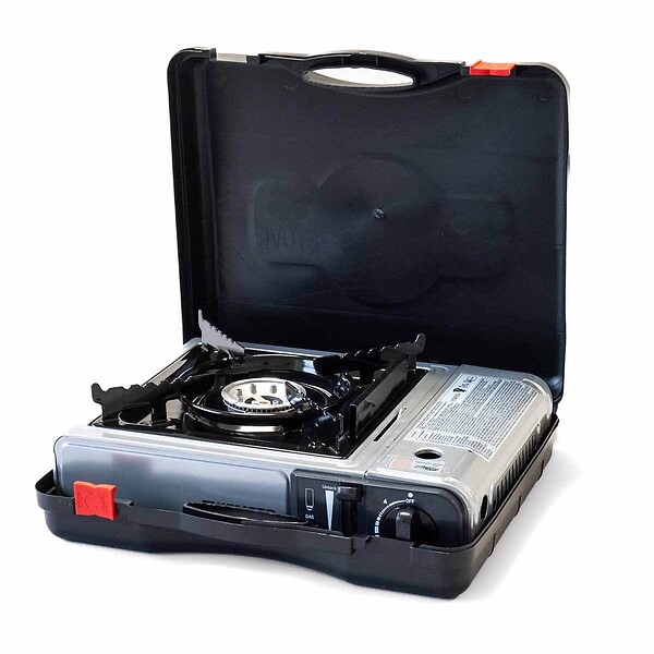 KEMPER - Réchaud à gaz 2200W + 8 cartouches de gaz Détendeur de pression Double système de sécurité. Puissance réglable KEMPER - large